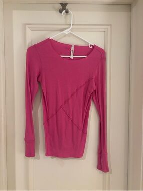FP Movement by Free People Ribbed Long Sleeve Top in Bright Pink
